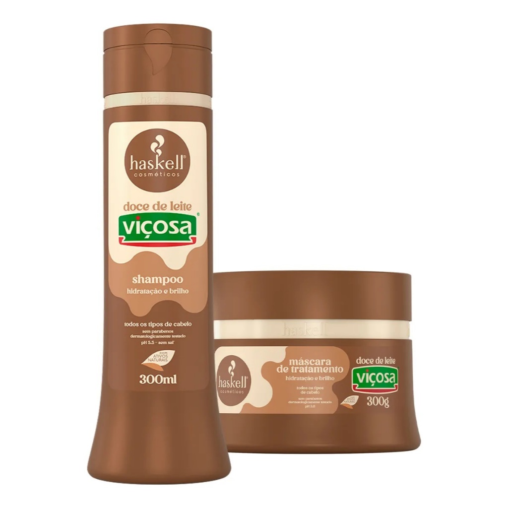 Shampoo 300ml e Mascara 300gr Doce de Leite Haskell