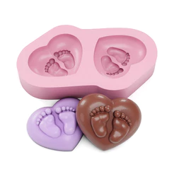 Molde de Silicone Coração Com Pezinhos - Para Sabonetes, Velas, Gessos, Biscuits e Resinas
