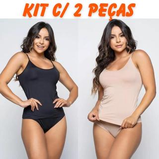 kit Com 2 Blusa Regata Básica Feminina Segunda Pele Blusinha Microfibra Modeladora Anágua Alcinha Regatinha
