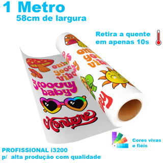 DTF Têxtil 58cm x 1 Metro - Alta Qualidade i3200 estampa para camisetas blusas qualquer tecido retira a quente envio 24h em Oferta na Shopee