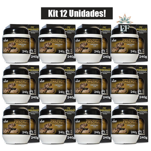 KIT 12 Unidades Pomada Massageadora CASCAVEL 240g APINIL em Oferta na Shopee