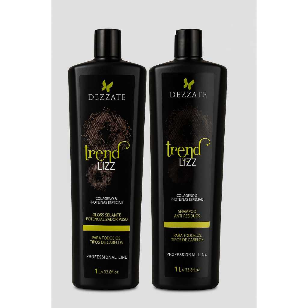 Kit Progressiva Sem Formol Orgânica Trend Lizz Tratamento Capilar 1L Shampoo + 1L Gloss – Dezzate