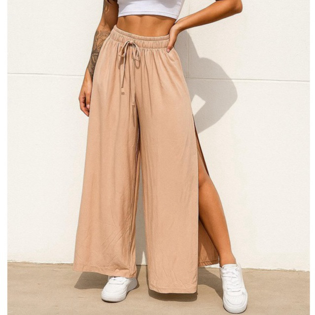 CALÇA PANTALONA COM FENDA E SEM FENDA (DIVERSAS CORES)  - Malha Viscolycra com elástico re...