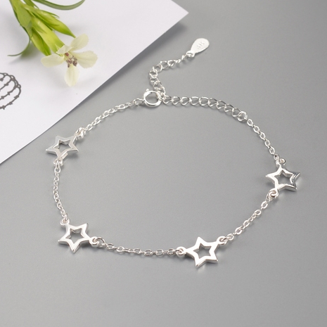 PRESENTE PULSEIRA BRACELETE EM PRATA 925 ESTERLINA ESTRELAS FEMININA JOIAS FINAS LUXO - AJUSTÁVEL