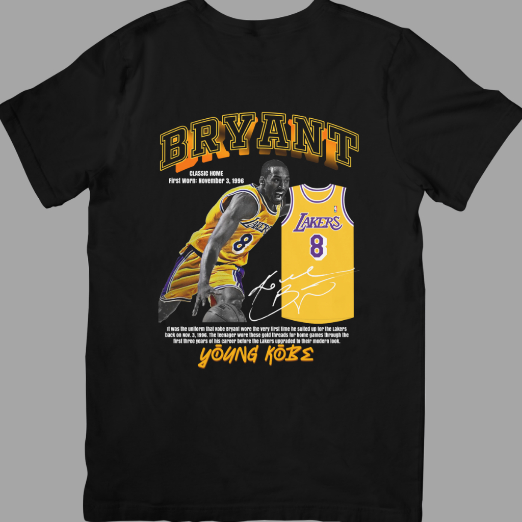 Camiseta estilo Streetwear Vintage NBA unissex basquete NBA Kobe Bryant Mamba Negra