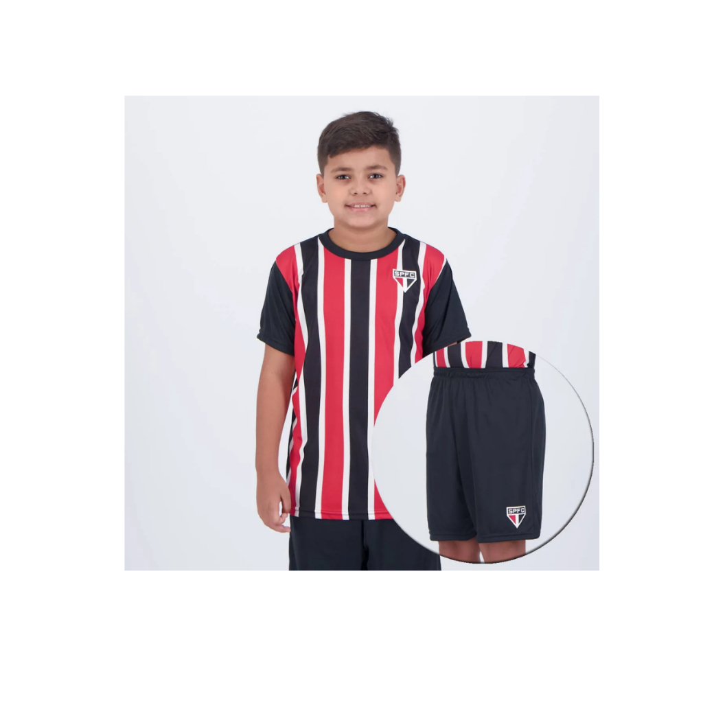 CONJUNTO INFANTIL KIT CAMISA + CALÇÃO SP TRICOLOR OFICIAL DO CLUBE