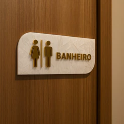 Placa de Banheiro Luxo Acrílico Marmorizado 25x10cm Escritório Consultório Comércio Personalizada