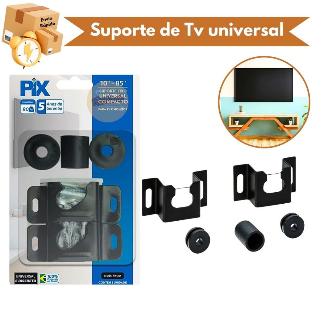 Suporte Tv Universal Fixo Led Lcd Plasma 10 24 32 43 50 55 até 85'' Polegadas Parede ou Painel