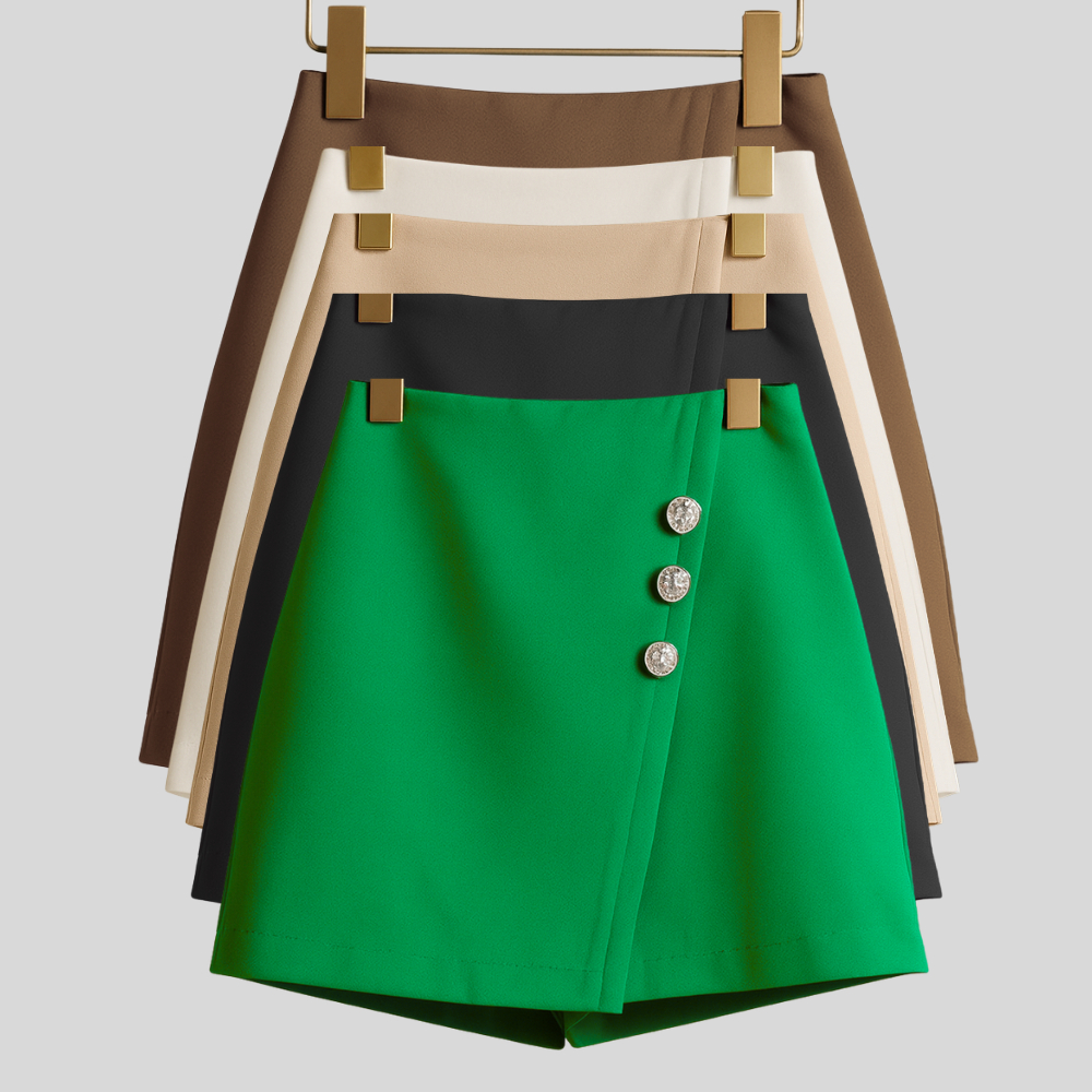 Short Saia,  Com botão,  Feminino, Cintura Alta, Social, Moda, em Tendência. em Oferta na Shopee