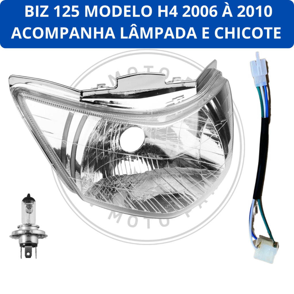 Bloco Optico Farol Honda Biz 125 2006 2007 2008 2009 2010 Com Soquete H4