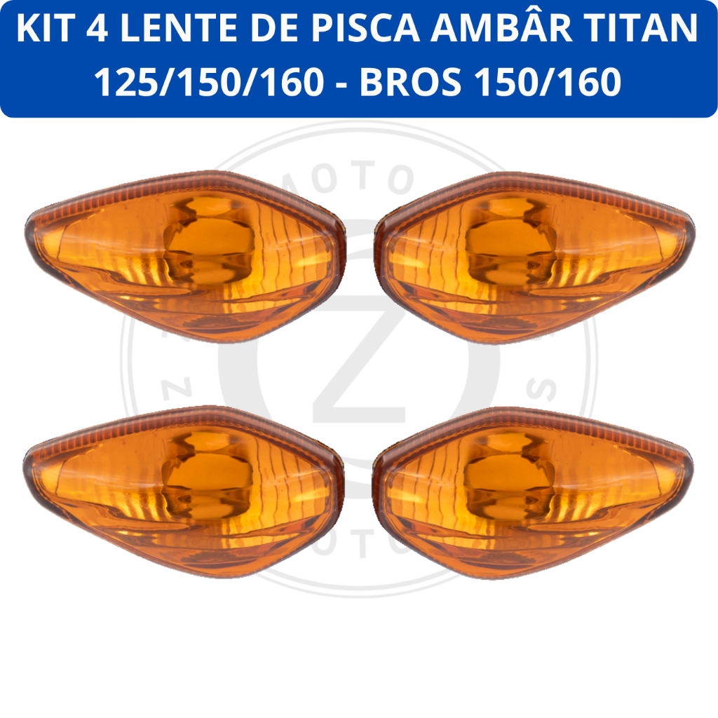 Kit 4 Lente Pisca Seta Cg Titan 125/150 Titan 160 Nxr Bros 150/160 Cbx Twister Ambâr em Oferta na Shopee