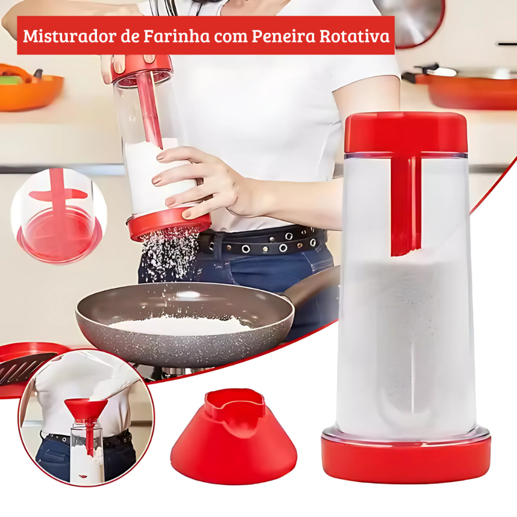 Misturador de Farinha Com Peneira Tapioqueira e Armazena Polvilhador De Tapioca sortida