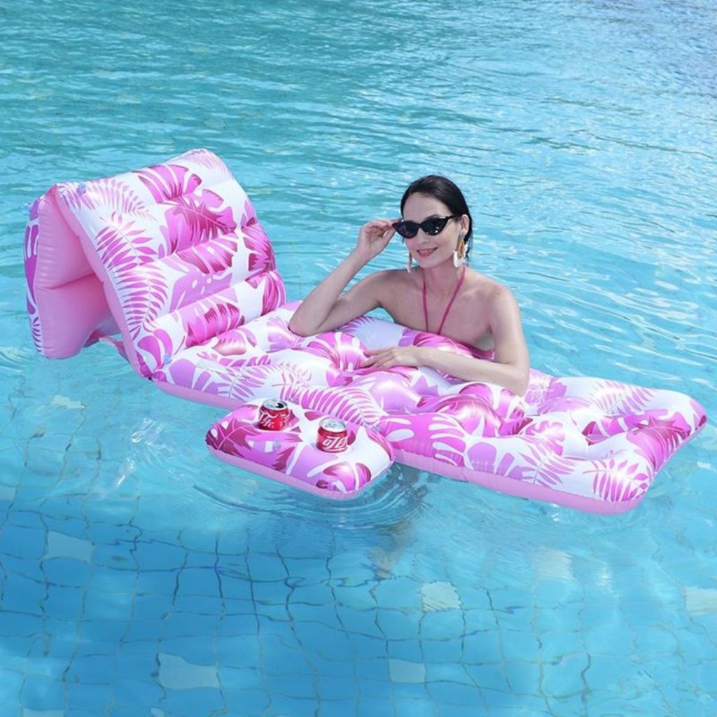 Poltrona Flutuante Inflável Piscina com Porta-Copos – Colchão Inflável para Lazer Verão