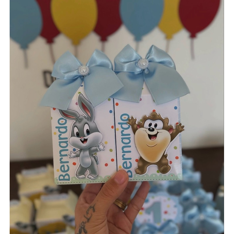 PEGUE E MONTE - Kit Festa Personalizados Baby Looney Tunes Menino | Lembrancinhas de aniversário | Caixinhas para festa