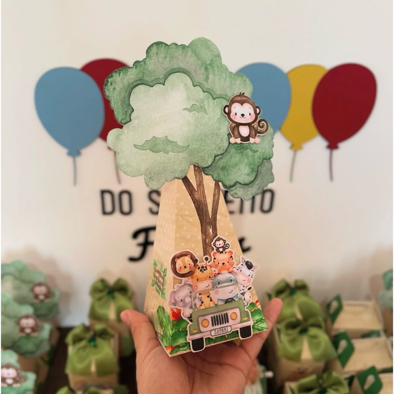 PEGUE E MONTE - Kit Festa Personalizados Safari Menino | Lembrancinhas de aniversário | Caixinhas para festa