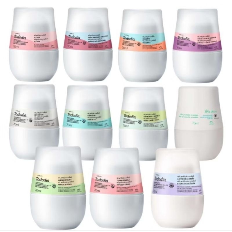 Desodorante Antitranspirante Roll-on Natura Tododia 70ml Aclarar/Erva doce/Macadâmia/Algodão
