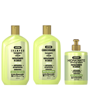 Kit Shampoo e Condicionador Antiqueda 430 ml + Creme de Pentear Antiqueda 320 ml Gota Dourada em Oferta na Shopee