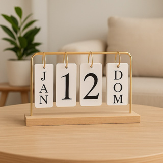 Calendário Calendario Permanente De Mesa Madeira Ferro Decoração - Moment em Oferta na Shopee
