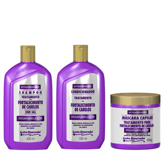 Kit Shampoo e Condicionador Desamarelador 430 ml + Máscara Desamarelador 500 g Gota Dourada