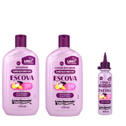 Kit Shampoo e Condicionador Escova 430 ml + Tônico Escova 100 ml Gota Dourada