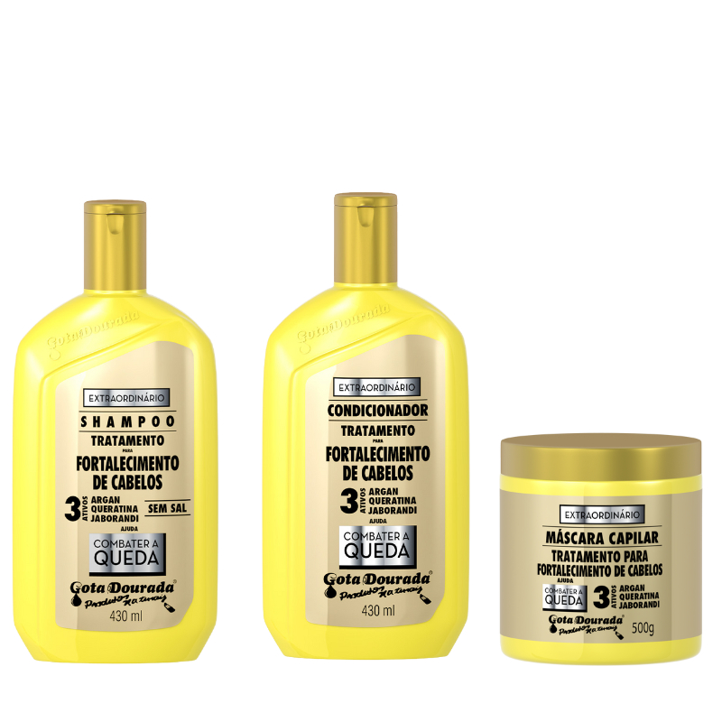 Kit Shampoo e Condicionador Extraordinário 430 ml + Máscara Extraordinário 500 g Gota Dourada em Oferta na Shopee
