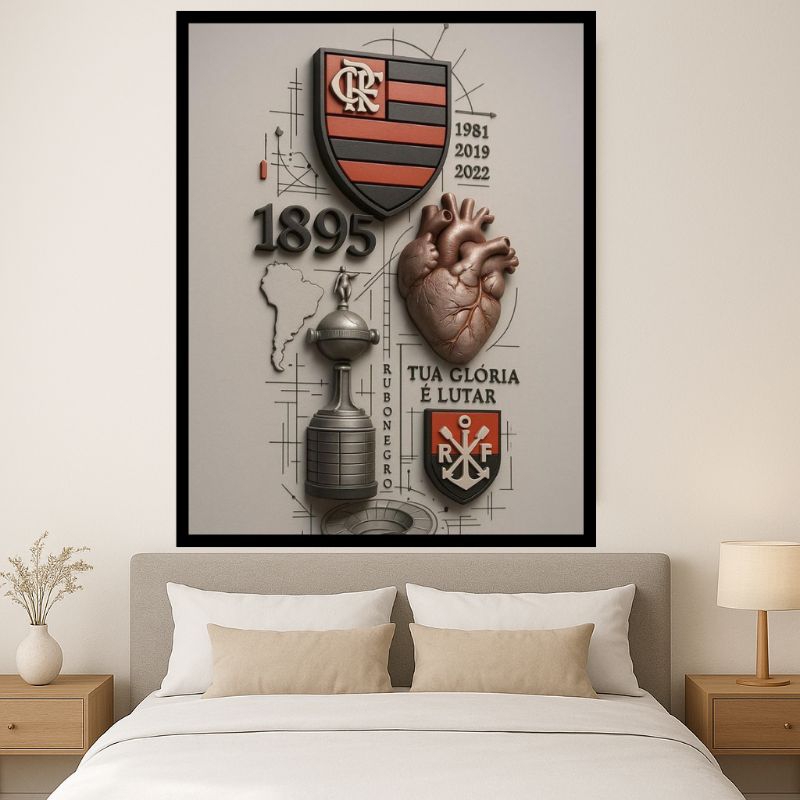 Quadro Flamengo 1 Peça Rubro Preto Decorativo em Oferta na Shopee