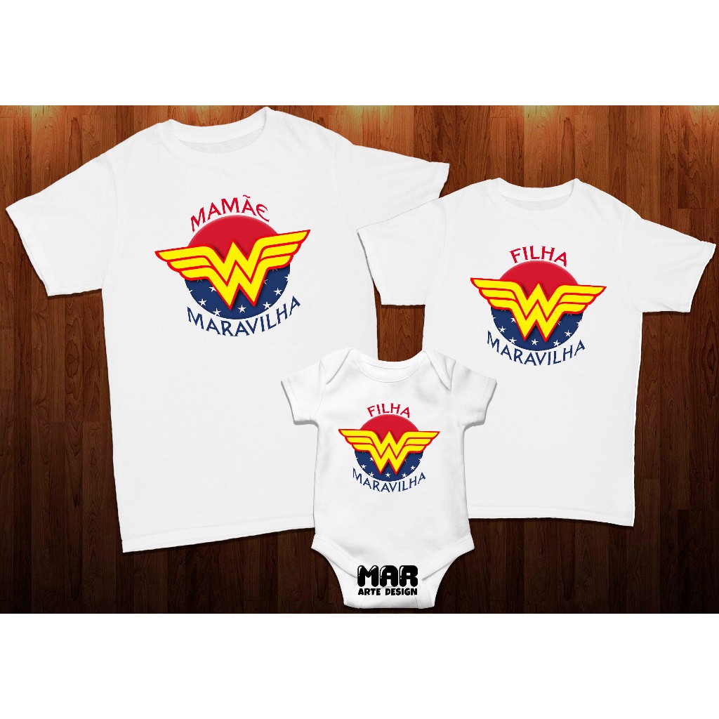 2 Camisetas + body Tal Mãe Tal filhas (Mulher Maravilha)