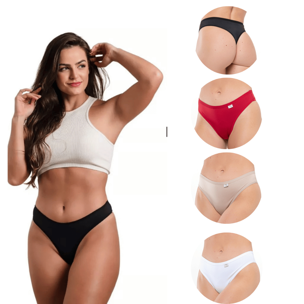 Kit 5 Calcinha Fio Dental Lisa Feminina Romantic Confortavel Dia a Dia
