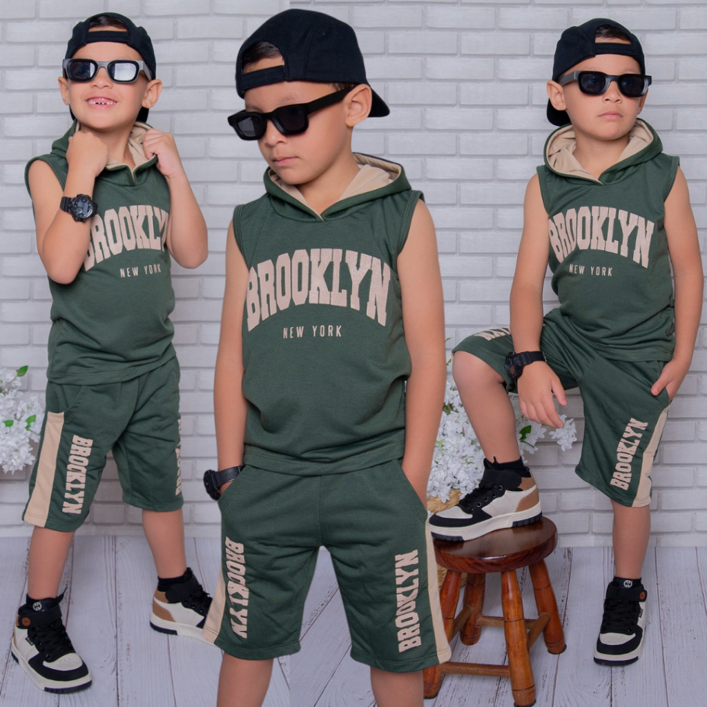 Conjunto Masculino Infantil Kit Roupa de Menino Verão Lançamento Blogueirinho Estiloso Top