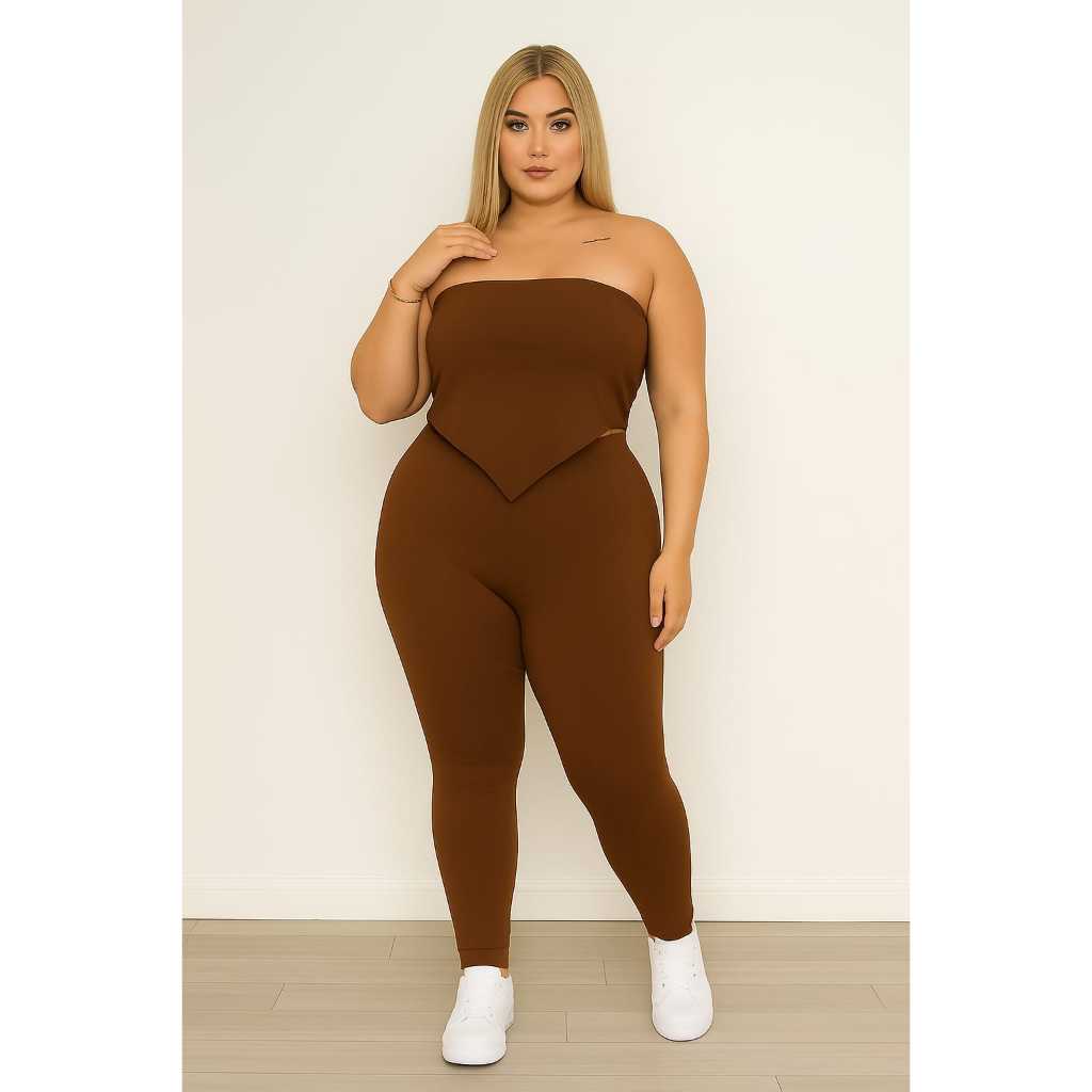 TETELESTAI - CONJUNTO JHENIFFER PLUS SIZE CROPPED E CALÇA em Oferta na Shopee