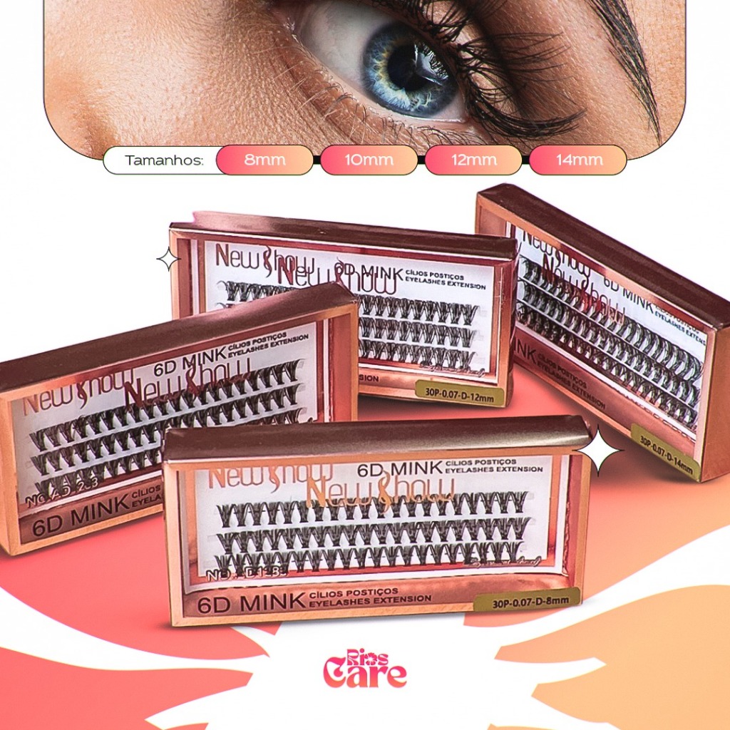 NEW SHOW Cílios Postiços 6D MINK- 10P/20P/30P - Tufos sem Nó em Oferta na Shopee