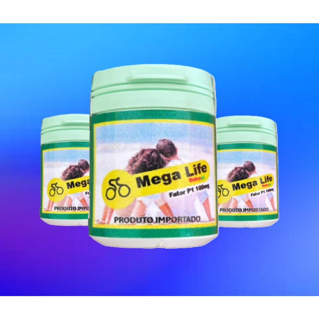 Mega Life  Fator P1 100% Natural Original kit 3 Potes com 30 caps.