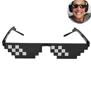 Óculos Thug Life Pixel Preto – Estilo Meme Gangster Quadrado Retrô em Oferta na Shopee