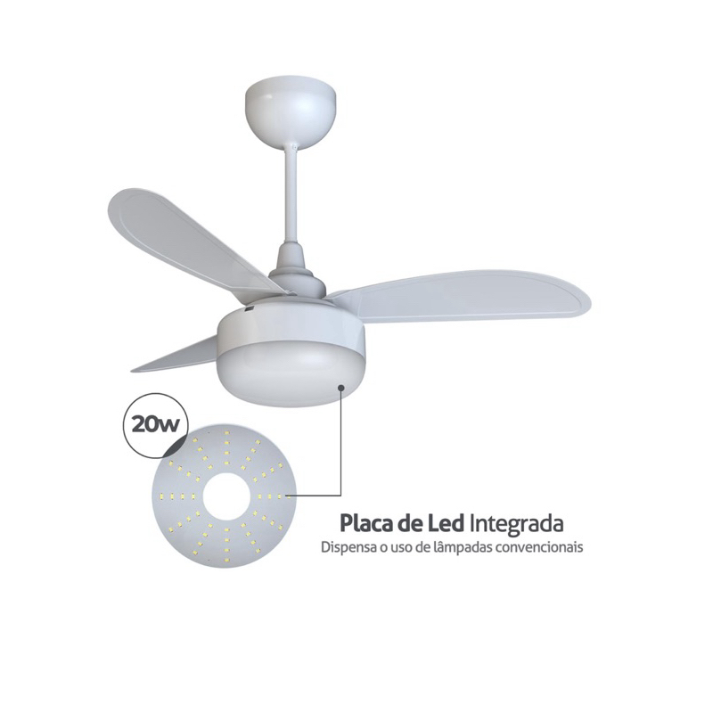 VENTILADOR TETO FENIX C/CONTROLE REMOTO PLACA DE  LED BR INVERTER BIVOLT VENTISOL
