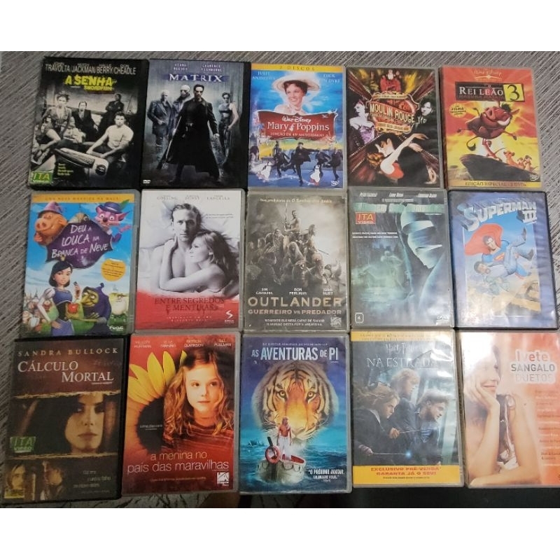 lote 15 dvds originais filmes ação aventura drama matrix Harry Potter senha kill bill movie cult