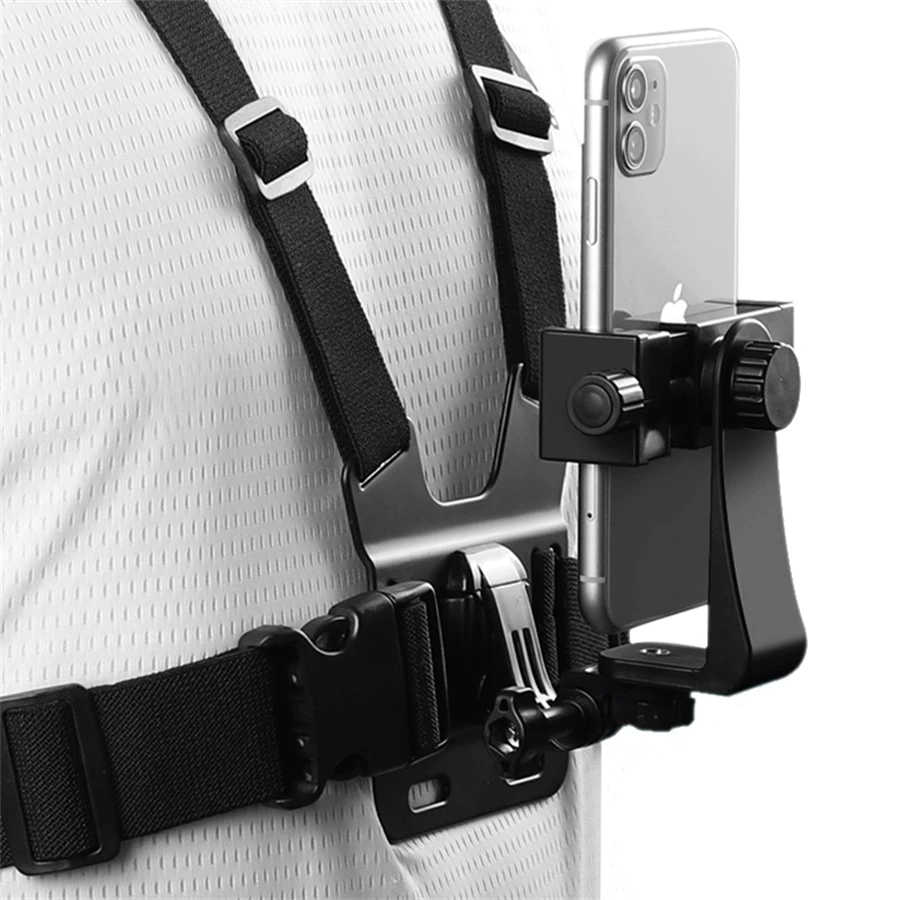 Suporte Cinta Peitoral Com Adaptador Para Celular E Gopro 002 em Oferta na Shopee
