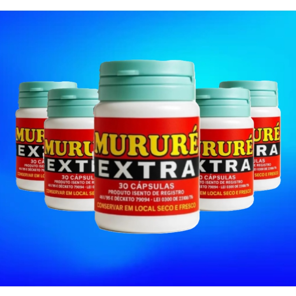 Mururé Extra 100% Original Natural kit 5 potes com 30 Caps.