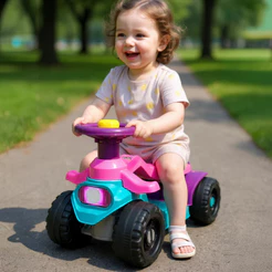 Motoca Andador Gira Gira Menina Rosa 1 a 3 anos Até 16kg Freio Volante Buzina - Inmetro Queen Shop