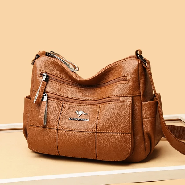 Nova bolsa de lazer versátil de couro macio e grande capacidade bolsa de ombro bolsa mensageiro