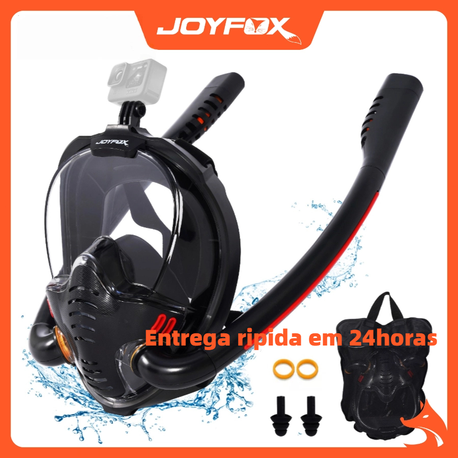 JOYFOX Máscara De Mergulho Dupla Tubo De Silicone Full Dry Adultos Face Snorkelling