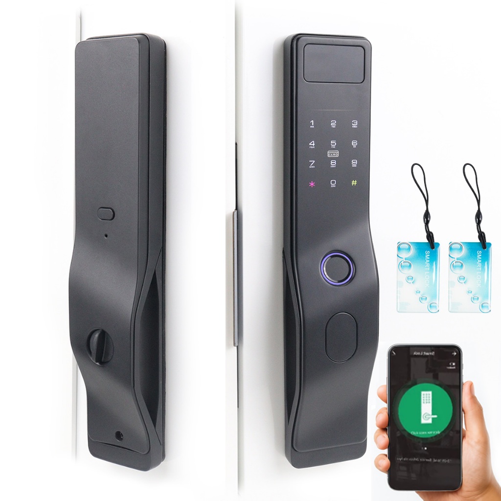 Uniwity Fechadura Eletrônica Inteligente Biométrica Wi-Fi com Senha, Cartão, Chave e Bateria