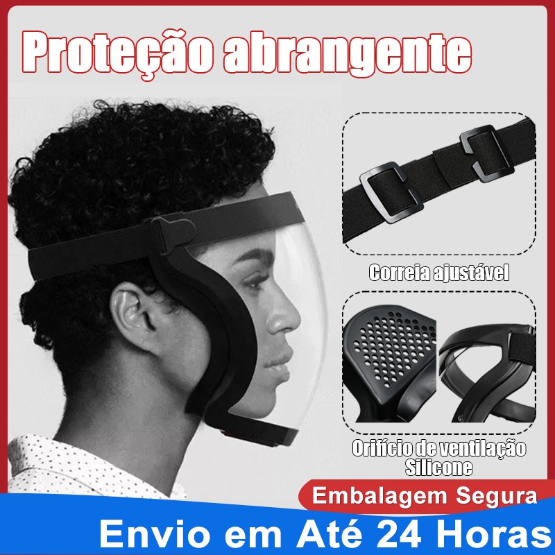 Máscara de Proteção Facial Transparente à Prova de Poeira +10 Filtros PM 2,5