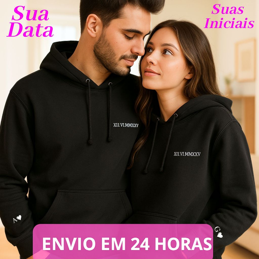 Kit Moletom Casal Data e Letra Personalizada Namorados em Oferta na Shopee