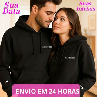 Kit Moletom Casal Data e Letra Personalizada Namorados em Oferta na Shopee