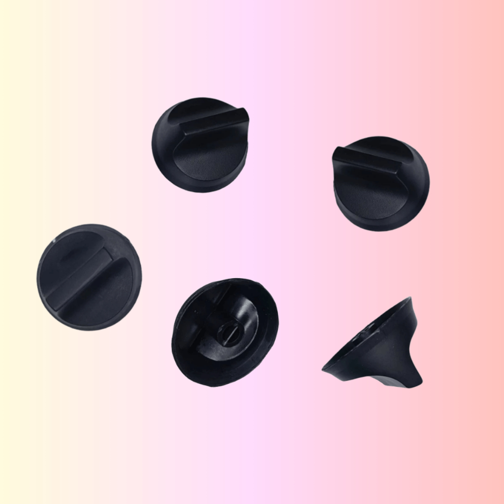 Botão Manípulo para Fogão Dako Vedete Antigo C/Trava Preto ( jogo com 5 pçs) 4 bocas + forno Rosa Maria
