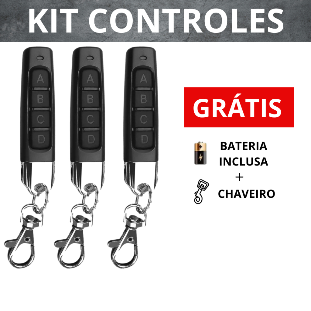 Controle de Portão Eletrônico Automático 433 Mhz Slim 4 em 1