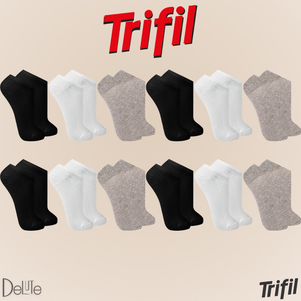 Kit com 12 Pares de Meias Trifil Modelo Cano Baixo Lisa Básica Esportiva Calcanhar Verdadeiro Sport em Oferta na Shopee