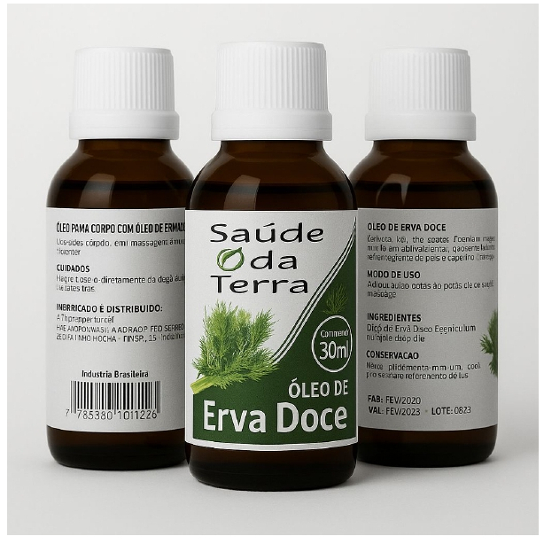 Óleo de Erva-Doce 30ml Calmante Natural Revitalização da Pele e Hidratação