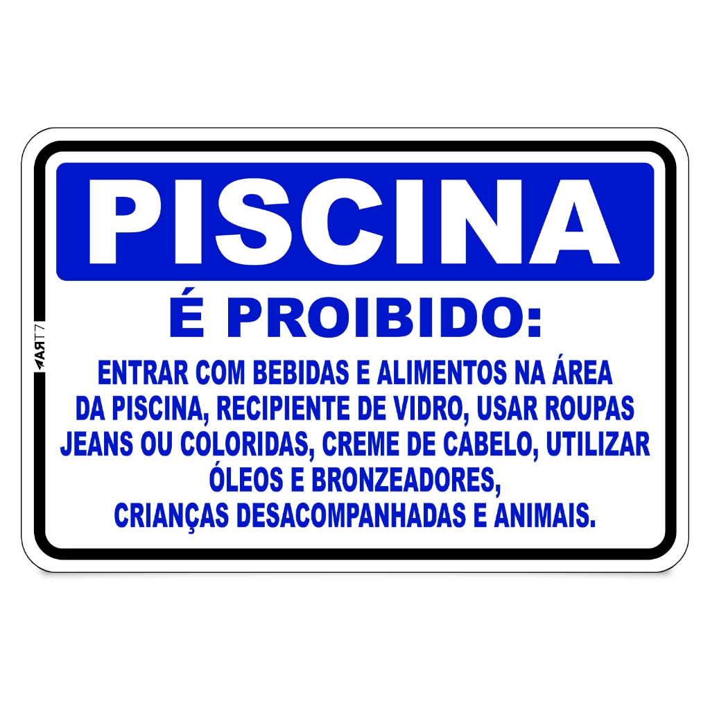 Placa de Sinalização Regras De Utilização Segurança Piscina Clubes Condomínios Área de Lazer