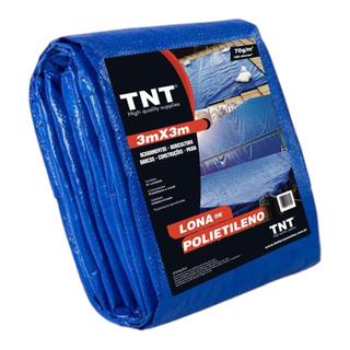 Lona Polietileno TNT Azul 3x3 m Reforçada Impermeável 70g/m²